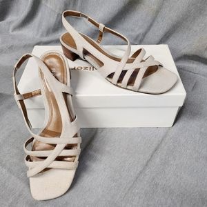 Naturalizer Rico Natural Linen 1.25" Heel Sandal Women's Size 7.5 Narrow